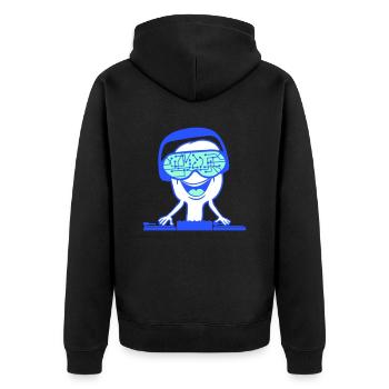 DJ Daten Mikrochip Sonnenbrille Brille Party Musik - Unisex Premium Bio Zip Hoodie - Schwarz - Hinten - Nico (187cm)