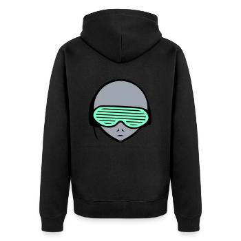 DJ Alien Außerirdischer Kopf Gesicht Party Musik - Unisex Premium Bio Zip Hoodie - Schwarz - Hinten - Nico (187cm)