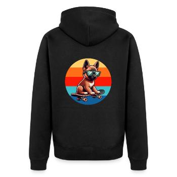 Chien sur Skateboard - Veste à capuche bio Premium Unisexe - noir - Dos - Nico (187cm)