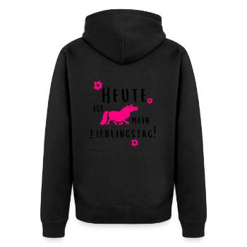 Heute ist mein Lieblingstag! - Unisex Premium Bio Zip Hoodie - Schwarz - Hinten - Nico (187cm)