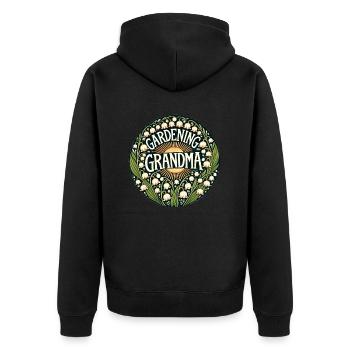Gärtnernde Oma - Unisex Premium Bio Zip Hoodie - Schwarz - Hinten - Nico (187cm)
