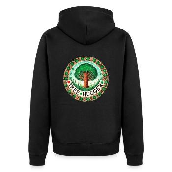Baum-Umarmer - Unisex Premium Bio Zip Hoodie - Schwarz - Hinten - Nico (187cm)