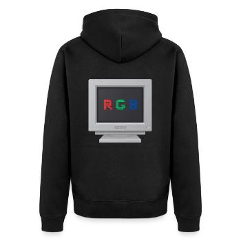 CRT-Bauform - Signal RGB - Unisex Premium Bio Zip Hoodie - Schwarz - Hinten - Nico (187cm)