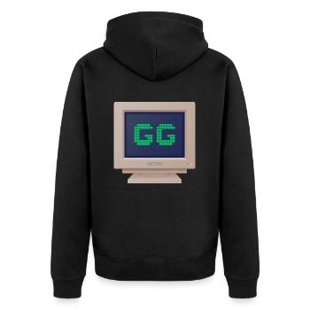 CRT design - GG (Good Game) - Unisex Premium Organic Zip Hoodie - black - Back - Nico (187cm)