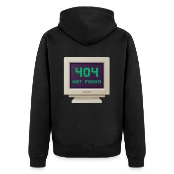 CRT Design - 404 Nicht gefunden - Unisex Premium Bio Zip Hoodie - Schwarz - Hinten - Nico (187cm)