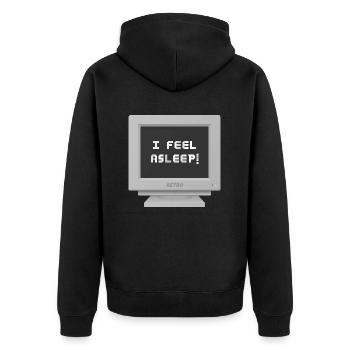 CRT Design - Ich schlafe! - Unisex Premium Bio Zip Hoodie - Schwarz - Hinten - Nico (187cm)