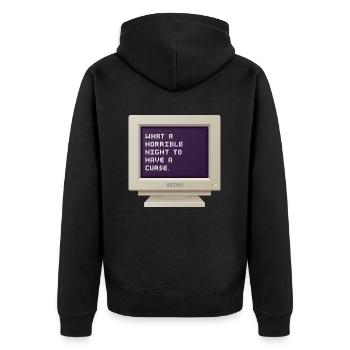 CRT Design - Was für eine schreckliche Nacht, um einen Fluch zu haben - Unisex Premium Bio Zip Hoodie - Schwarz - Hinten - Nico (187cm)