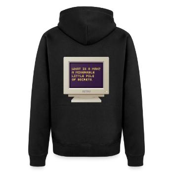 CRT Design - Was ist ein Mann? - Unisex Premium Bio Zip Hoodie - Schwarz - Hinten - Nico (187cm)