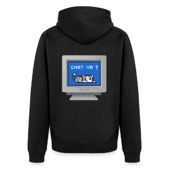 CRT - Katze geht? - Unisex Premium Bio Zip Hoodie - Schwarz - Hinten - Nico (187cm)