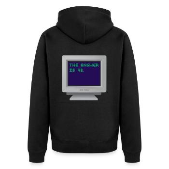 CRT - Die Antwort ist 42. - Unisex Premium Bio Zip Hoodie - Schwarz - Hinten - Nico (187cm)
