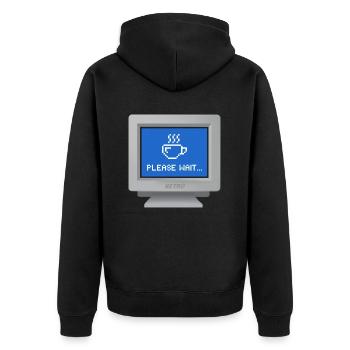 CRT design - "please wait" wallpaper - Unisex Premium Organic Zip Hoodie - black - Back - Nico (187cm)