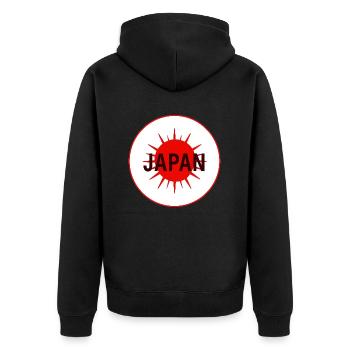Japan Asien Geschenk Geschenkidee - Unisex Premium Bio Zip Hoodie - Schwarz - Hinten - Nico (187cm)