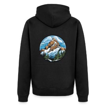 Berge Mountains Landschaft - Unisex Premium Bio Zip Hoodie - Schwarz - Hinten - Nico (187cm)