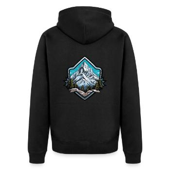Berge Mountains - Unisex Premium Organic Zip Hoodie - black - Back - Nico (187cm)