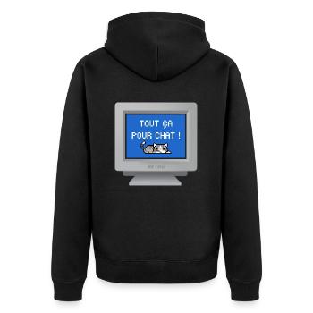 CRT design - Tout ça pour chat ! - Veste à capuche bio Premium Unisexe - noir - Dos - Nico (187cm)