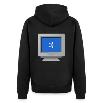 CRT-Design - Ihr PC hat ein Problem... - Unisex Premium Bio Zip Hoodie - Schwarz - Hinten - Nico (187cm)