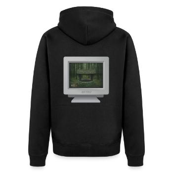 CRT-Design - Der geheimnisvolle Brunnen... - Unisex Premium Bio Zip Hoodie - Schwarz - Hinten - Nico (187cm)