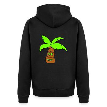 Lustige Palme Gesicht Insel Urlaub Glücklich Comic - Unisex Premium Bio Zip Hoodie - Schwarz - Hinten - Nico (187cm)