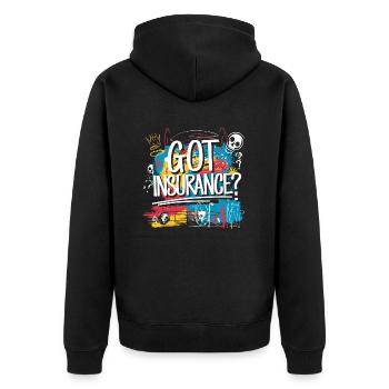 The path to the ideal insurance solution - Unisex Premium Organic Zip Hoodie - black - Back - Nico (187cm)