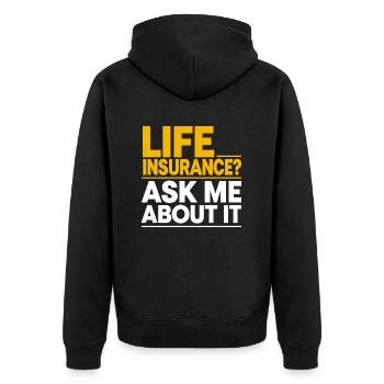 Insurance expert with a sense of humor - Unisex Premium Organic Zip Hoodie - black - Back - Nico (187cm)