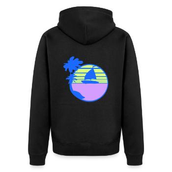 Ship Sun Stripe Sailor Captain Water Boat - Unisex Premium Organic Zip Hoodie - black - Back - Nico (187cm)