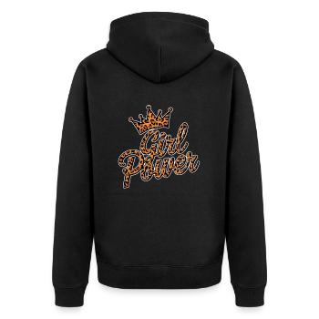 Girl Power - Power to the Strong and Courageous Woman - Unisex Premium Organic Zip Hoodie - black - Back - Nico (187cm)