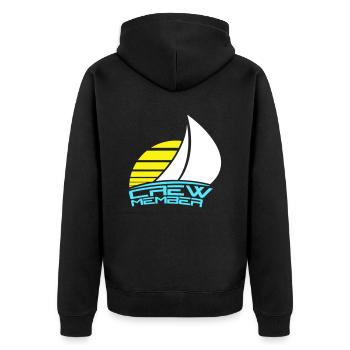 Crew Member Text Sonne Team Mitglied Segelcrew Fun - Unisex Premium Bio Zip Hoodie - Schwarz - Hinten - Nico (187cm)