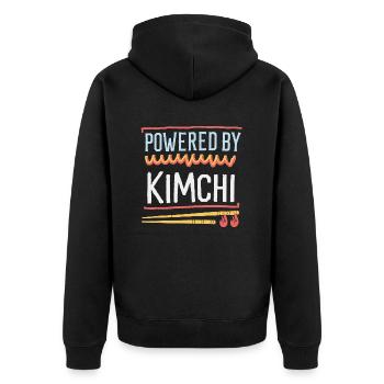 Koreanischer Genuss und Kimchi-Liebe - Unisex Premium Bio Zip Hoodie - Schwarz - Hinten - Nico (187cm)