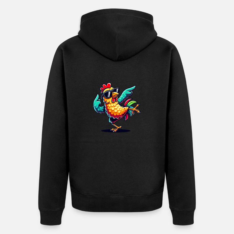 Bande dessinée sur le poulet - Veste à capuche bio Premium Unisexe - noir