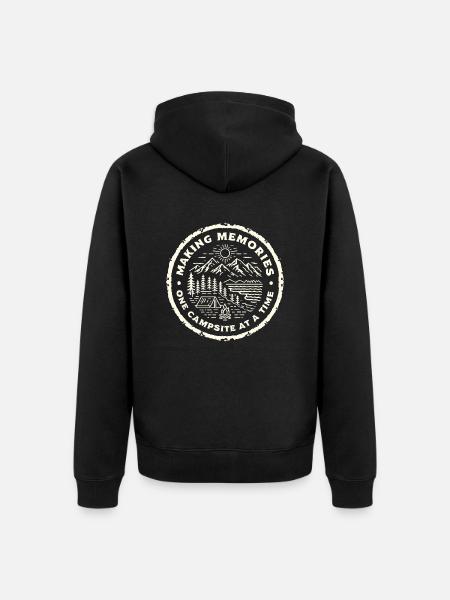 one campsite at a time - Unisex Premium Organic Zip Hoodie - black