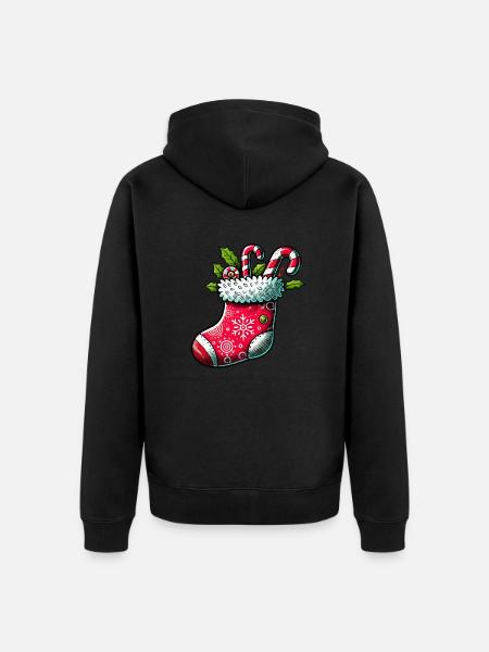 Sock Christmas - Unisex Premium Organic Zip Hoodie - black