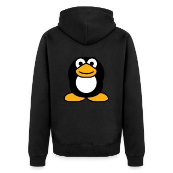 Penguin hear nothing, numb hands cover ears - Unisex Premium Organic Zip Hoodie - black - Back - Nico (187cm)