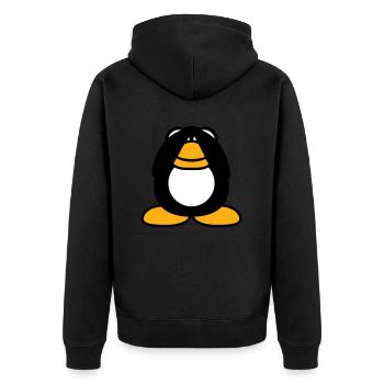 Pinguin nichts sehen blind Hände halten Augen zu - Unisex Premium Bio Zip Hoodie - Schwarz - Hinten - Nico (187cm)