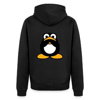 Penguin Nothing Talking Silent Hands Covering Mouth - Unisex Premium Organic Zip Hoodie - black - Back - Nico (187cm)
