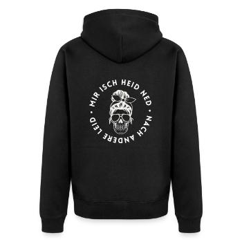 HERWHITE - Unisex Premium Bio Zip Hoodie - Schwarz - Hinten - Nico (187cm)