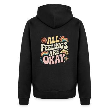 A Saying for Mental Health Awareness - Unisex Premium Organic Zip Hoodie - black - Back - Nico (187cm)