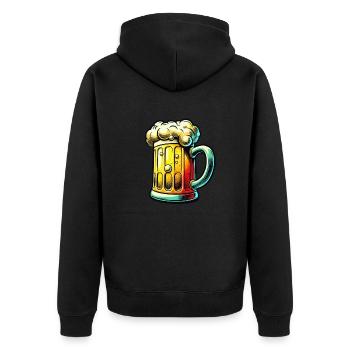 bier - Unisex Premium Bio Zip Hoodie - Schwarz - Hinten - Nico (187cm)