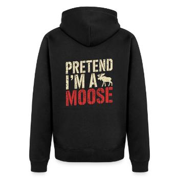 Moose love with wit - Unisex Premium Organic Zip Hoodie - black - Back - Nico (187cm)
