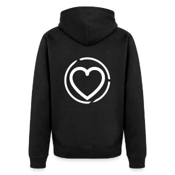 Liebe ist Liebe – LGBTQ+ Stolz - Unisex Premium Bio Zip Hoodie - Schwarz - Hinten - Nico (187cm)