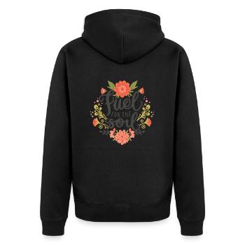 Fuel for the soul - Unisex Premium Organic Zip Hoodie - black - Back - Nico (187cm)
