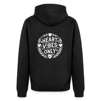 Vibrations du cœur uniquement - Veste à capuche bio Premium Unisexe - noir - Dos - Nico (187cm)