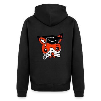 Fuchs Abitur Schulabschluss Zeugnisse College Hut - Unisex Premium Bio Zip Hoodie - Schwarz - Hinten - Nico (187cm)