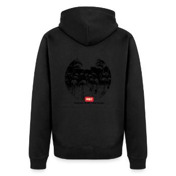 Hadzabe Nature - Unisex Premium Organic Zip Hoodie - black - Back - Nico (187cm)
