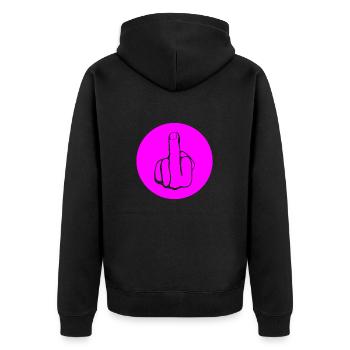 Fuck You, Fuck Off, Fck U, Fuck you fucking fuck - Unisex Premium Bio Zip Hoodie - Schwarz - Hinten - Nico (187cm)