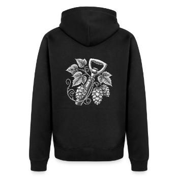 Hops - Unisex Premium Organic Zip Hoodie - black - Back - Nico (187cm)