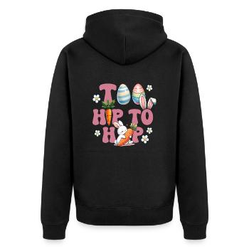 Pâques Pâques Lapin Veille de Pâques Dimanche de Pâques Oeuf de Pâques Printemps - Veste à capuche bio Premium Unisexe - noir - Dos - Nico (187cm)