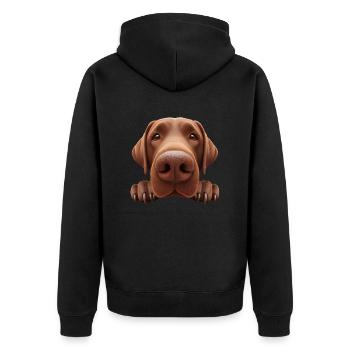 Dog Head 3 brown - Unisex Premium Organic Zip Hoodie - black - Back - Nico (187cm)