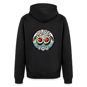 Olive You - Veste à capuche bio Premium Unisexe - noir - Dos - Nico (187cm)