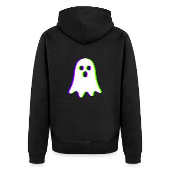 EDM Trikolor - Kleiner Geist - Glitch - Rave style - Unisex Premium Bio Zip Hoodie - Schwarz - Hinten - Nico (187cm)
