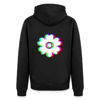 EDM Tricolor - Flowers - Glitch - Rave Style - Unisex Premium Organic Zip Hoodie - black - Back - Nico (187cm)
